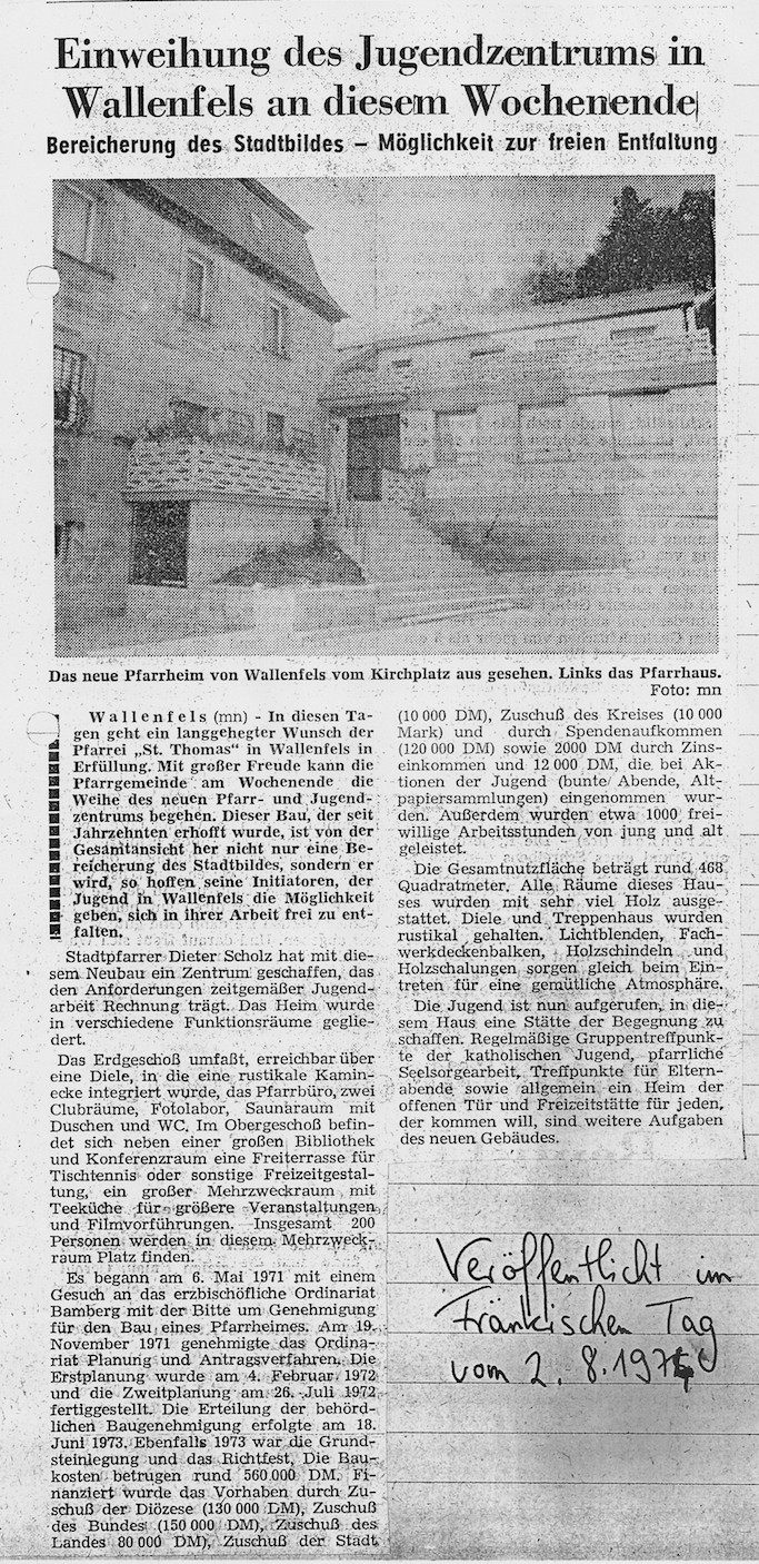 Zeitungsbericht Einweihung Jugendheim